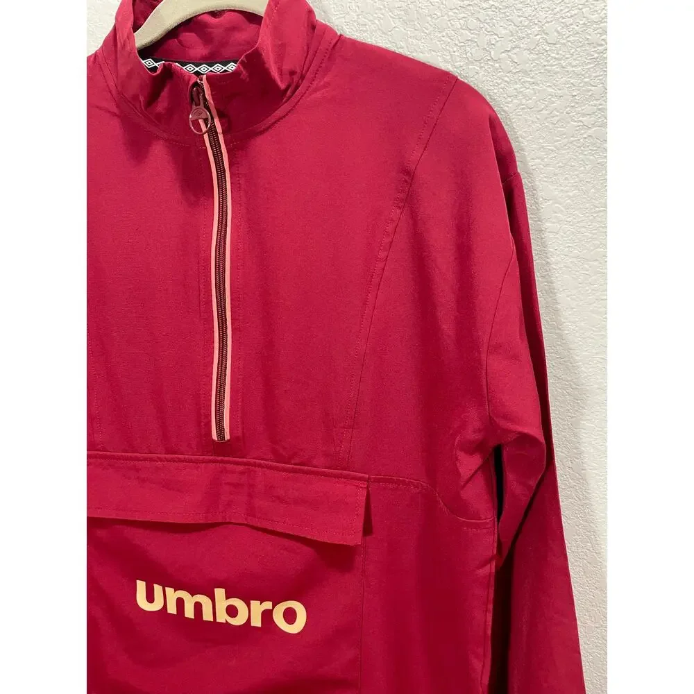 Umbro Cranberry Red Half Zip Pullover Jacket Kids Size XL Lightweight Activewear